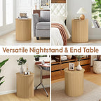 AVZEAR Small Round Side Table Fluted Night Stand Set of 2, Modern Boho End Table - Image 4