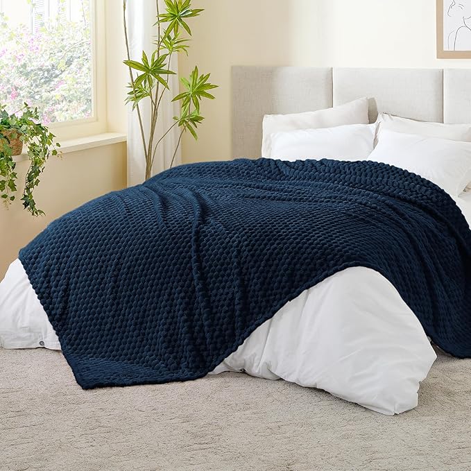 BEDELITE Navy Queen Blanket for Bed, Soft Cozy Gifts for Women, 90 * 90 | 3D by BEDELITE