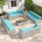 12-Seat Modular Patio Furniture Set – Outdoor Wicker Sectional Sofa by MASIONBACKYARDS
