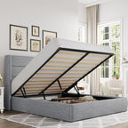 Allewie Queen Size Lift Up Storage Bed, Modern Wingback Headboard, Hydraulic by Allewie