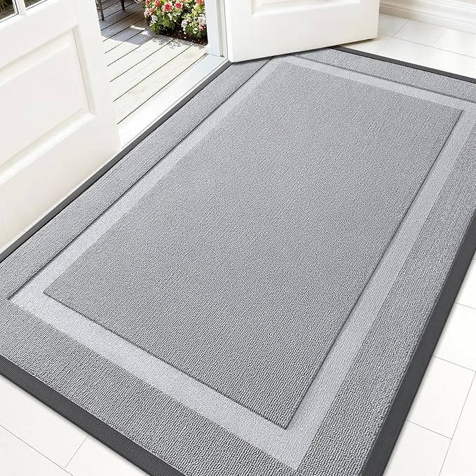 OLANLY Front Door Mat Outside 59x34, All-Season Heavy-Duty Rubber Doormat | Ash by OLANLY