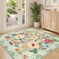 DUKINO 4x4 Square Area Rug, Soft Floral Washable Rug by DUKINO