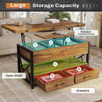 Itaar 40" Lift Top Coffee Table, 4 in 1 Coffee Tables - Image 3