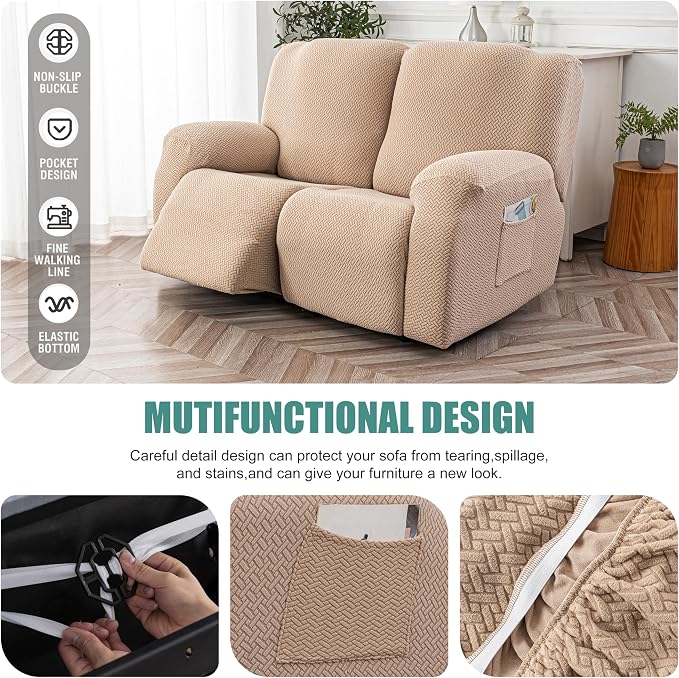 Genina Recliner Loveseat Cover Stretch Couch Covers Sofa slipcover - Image 4