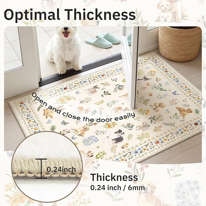 Soalmost 2x3 Dog Rugs for Entryway, Washable Door Mat Animal Soft Rug Beige | - Image 5
