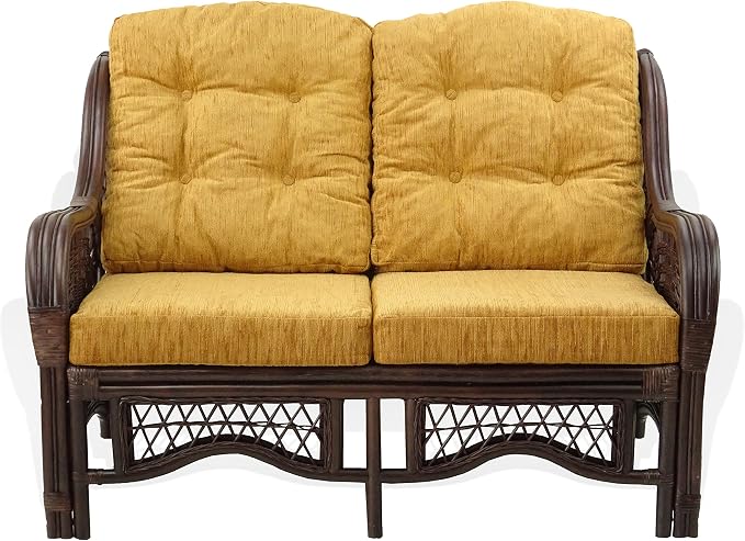Malibu Lounge Loveseat Sofa Natural Rattan Wicker Handmade Design - Image 3