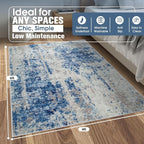 4x6 Area Rugs for Living Room Washable Bedroom Dining Room Blue Grey White | - Image 2