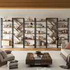 INNOD 70x70 Triple 5 Tier Book Shelf, Large Wooden Bookcase - Image 6