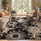 Findosom Washable Area Rug 5x7, Non Slip High-Low Textured Floral Rugs by Findosom