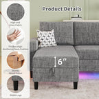 Sectional Couches for Living Room, 6-Seats Soft Linen Fabric Sectional Sofa - Image 6