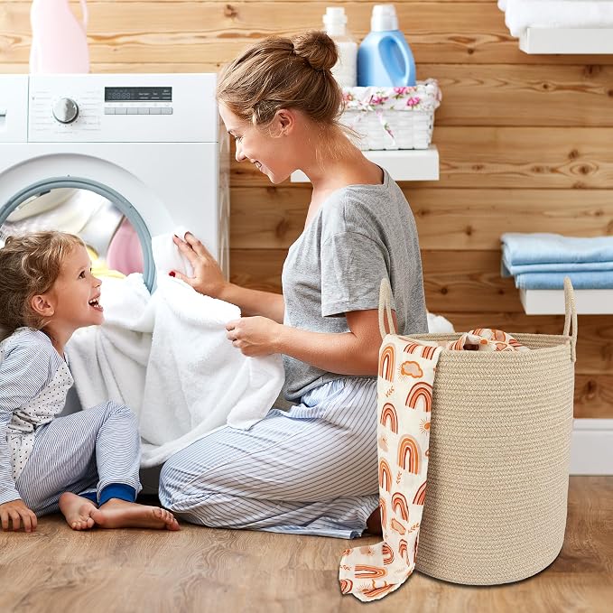 XUANGUO Cotton Rope Laundry Basket Hamper - Image 4