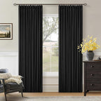 Black 80 Inch Pinch Pleated 100% Blackout Curtains by Twodrapes