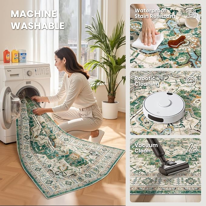 9x12 Area Rugs for Living Room, Large Washable Rug, Dining Room, Low Pile - Image 5