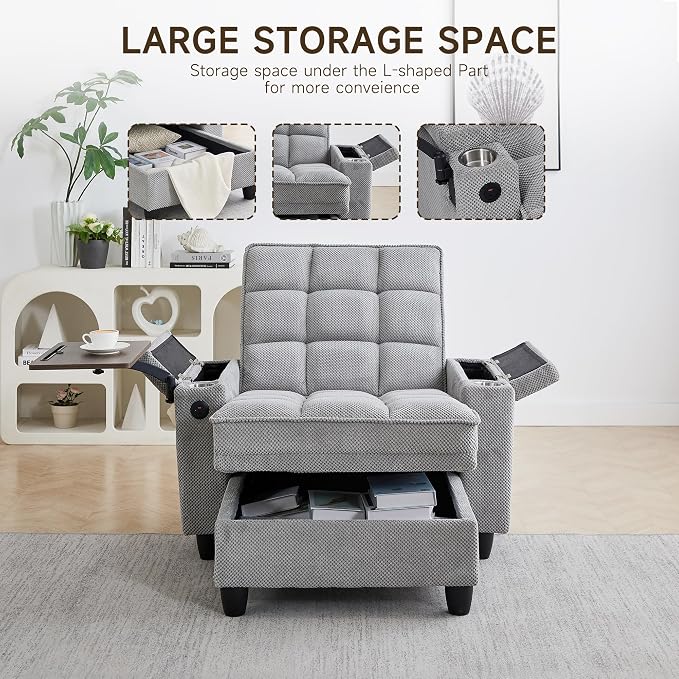 oaaktu Single Modern Comfy Upholstered Chaise Lounge Sofa Chair - Image 3