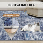10x14 Washable Area Rug for Living Room Bedroom: Non-Slip Modern Navy Blue | - Image 6