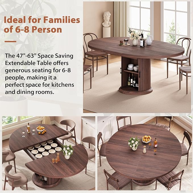 Jocoevol 47″–63″ Extendable Round Dining Table - Image 7