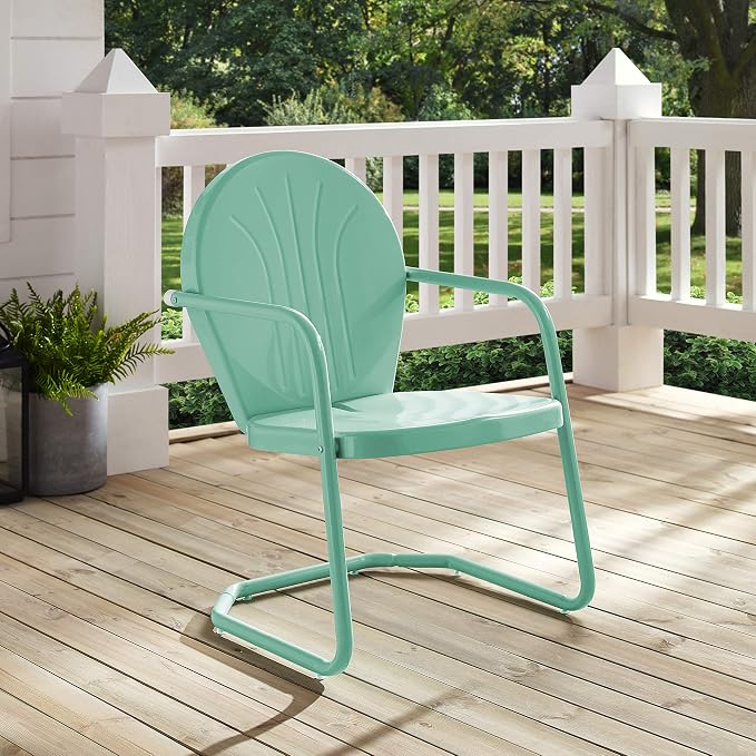 Crosley Furniture Griffith Outdoor Chair, Retro Metal Patio Chairs - Image 9