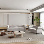 2 Piece Living Room Set, Velvet Chesterfield Sofa Loveseat Couch - Image 8