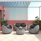 TWT Patio Furniture Set 4 Pieces Aluminum Outdoor Furniture w/27.8in Coffee by TWT