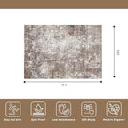 5x7 Area Rug Living Room Washable Neutral Brown Beige | Soft Low Pile Non Slip - Image 2