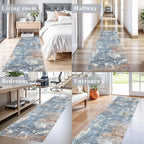 2x8 Washable Non-Slip Hallway Runner Rug – Modern Coastal Abstract Neutral - Image 3