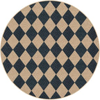 Lahome Checkered Easy Jute 6ft Round Outdoor Patio Area Rug, Washable Black | - Image 9