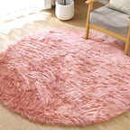 ORINOVA Pink Washable Shag Round Rugs 6.6ft Soft Plush Faux Sheepskin Fuzzy Fur - Image 6