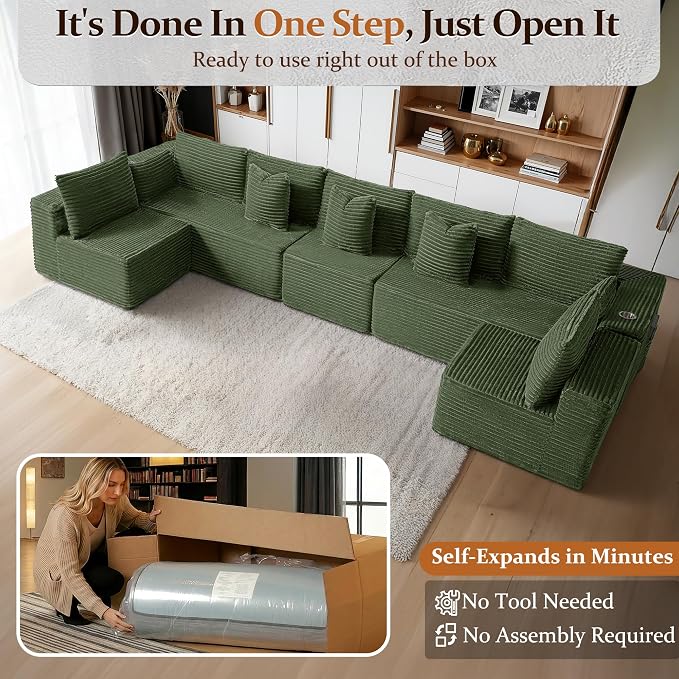 168" Cloud Sectional Couch, Comfort U Shaped Sofa - Image 3