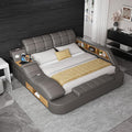 Luxury Smart King Bed Frame, Leather Headboard/Strong Wooden Slats by AFARTISANFURNITURE
