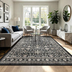 Grey Area Rug 10x14 for Living Room Bedroom | Low Pile; Non Slip;Machine - Image 5