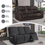 ANARACHON Leather Look Recliner Couch Cover, 8-Pieces Stretch Recliner Sofa - Image 6