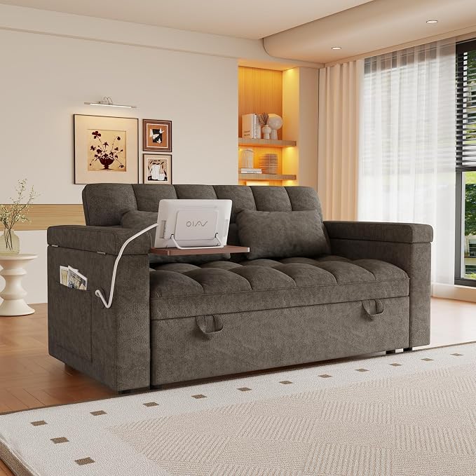 3 in 1 Convertible Sleeper Sofa, 65in Sleeper Couch - Image 3