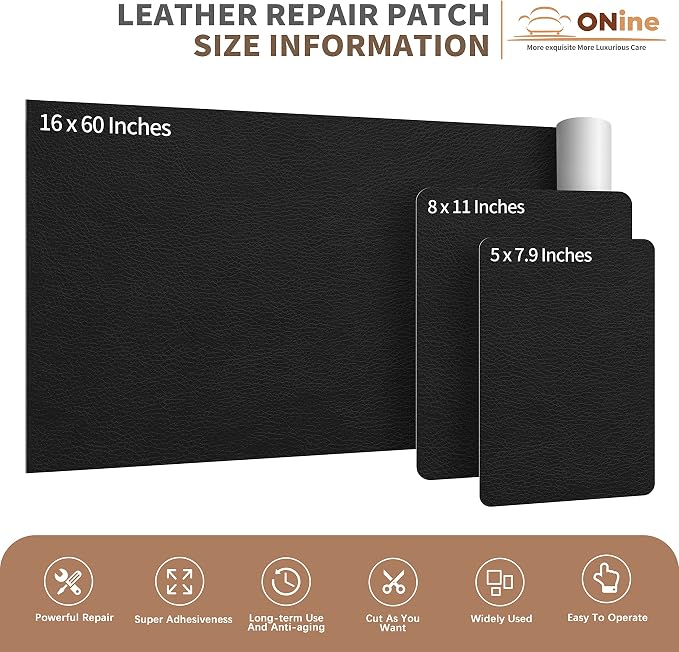 ONine Leather Repair Patch, Self-Adhesive Couch Patch，Multicolor Available - Image 4
