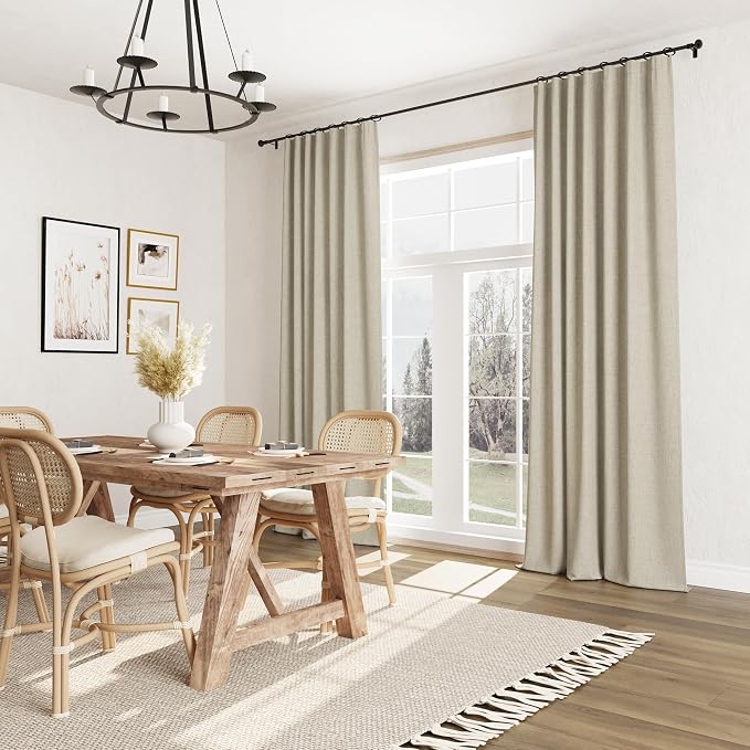 100% Blackout Linen Curtains for Bedroom 96 inches Long, Thermal Insulated Room - Image 8