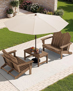 SERWALL Folding Adirondack Bench, HDPE All-Weather Adirondack Loveseat - Image 2