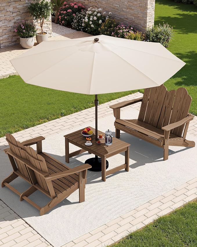 SERWALL Folding Adirondack Bench, HDPE All-Weather Adirondack Loveseat - Image 2