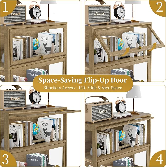 Display Cabinet with Acrylic Glass Doors, 4-Tiers Curio Cabinet with LED - Image 5