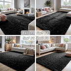 5x8 Fluffy Shag Area Rugs for Living Room Bedroom: Soft Plush Carpet Black | - Image 7