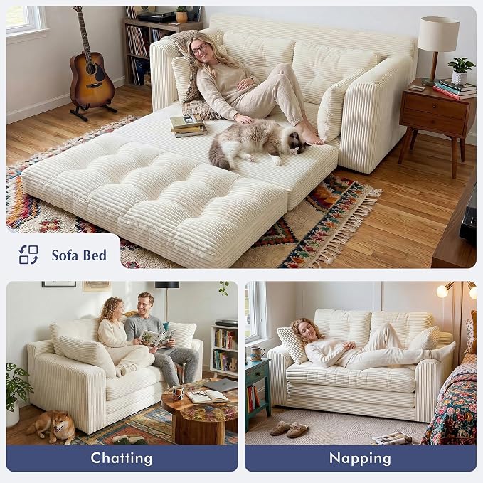 Homkdom Boneless Loveseat, Convertible Folding Sofa Bed, Pull Out Sleeper Sofa - Image 4