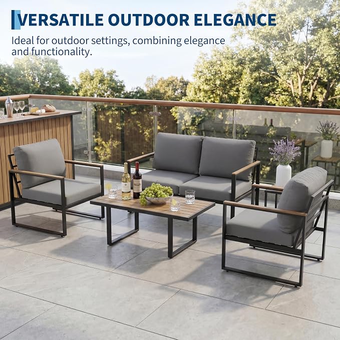 4-Piece Outdoor Patio Furniture Set, Conversation Sofa Set - Image 6