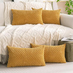 Set of 4 Mustard Yellow Decorative Throw Pillow Covers 12x20 Inch Corduroy - Image 9