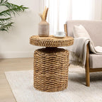 JONATHAN Y Marisol 24" Round Woven Water Hyacinth Side Table - Image 2