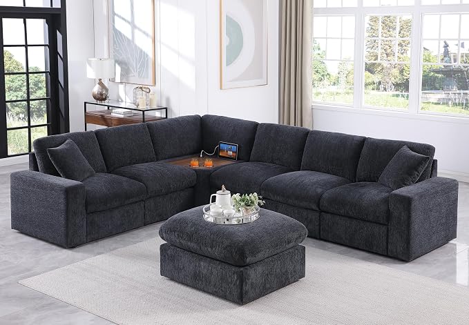 Ball & Cast 116" Oversized Modular L-Shaped Sectional Sofa, Large Chenille by BallCast