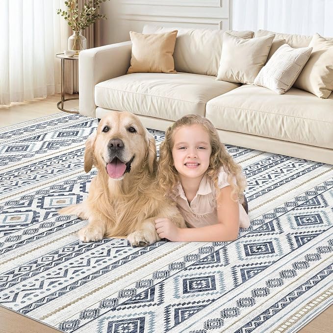 cotiled Boho 6x8 Area Rugs for Living Room: Soft Moroccan Washable Rug | Stain - Image 8