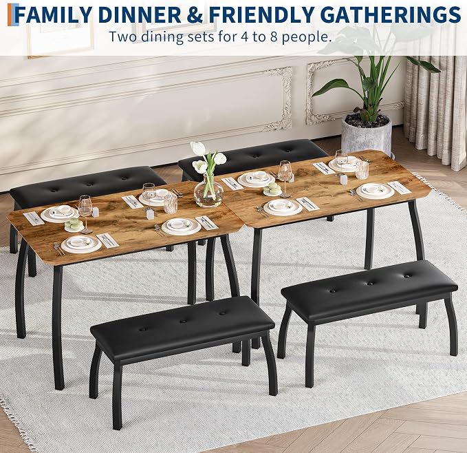 Dining Table for 4, 3-Piece Kitchen Table Set for 4 - Image 5