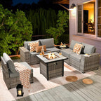 ovios 7 Pieces Patio Furniture Set, Outdoor Wicker Sectional Sofa - Image 9