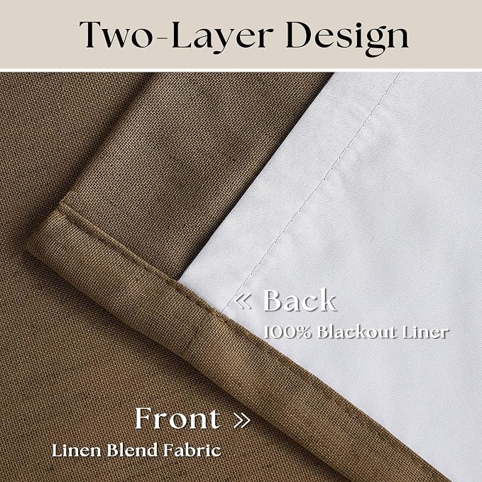 Dutch Cocoa Pleated Linen 100% Blackout Curtains 90 Inches Long - Image 4