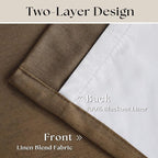 Dutch Cocoa Pleated Linen 100% Blackout Curtains 90 Inches Long - Image 4