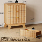 BORNOON Fluted 3 Drawer Dresser, 30.3" Tall Compact Modern Boho Chest of Drawers - Image 2