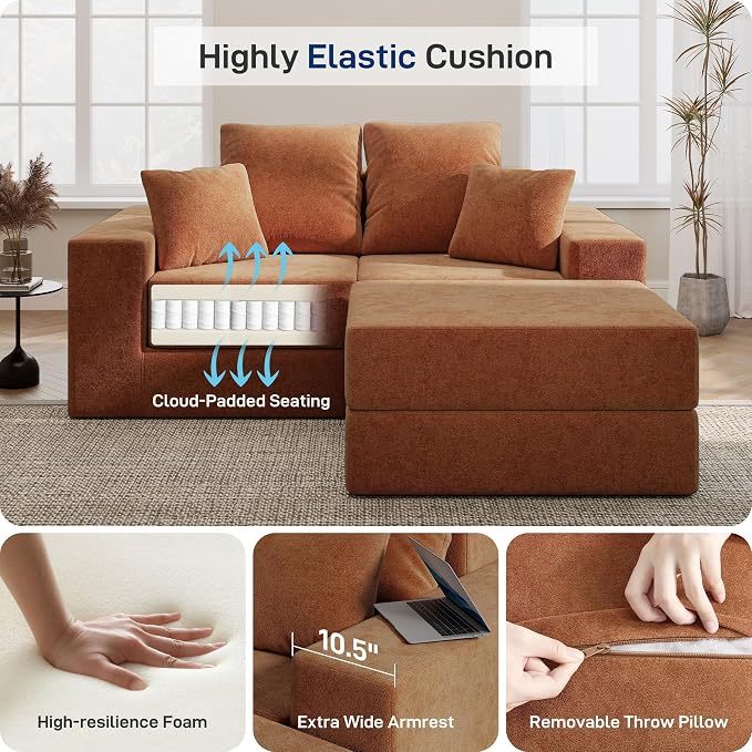 Cloud Modular Sectional Sofa, Comfy Boneless Couch - Image 7